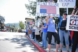 May Day protest in Los Gatos draws hundreds to town plaza